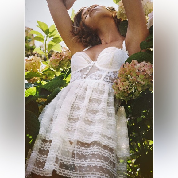 For Love and Lemons Love Story Slip Dress in White size XS NEW $159 VS Bride - Picture 3 of 16